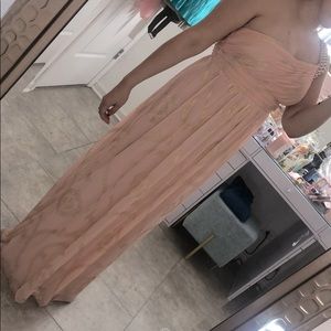 Long dust rose dress with gold detail